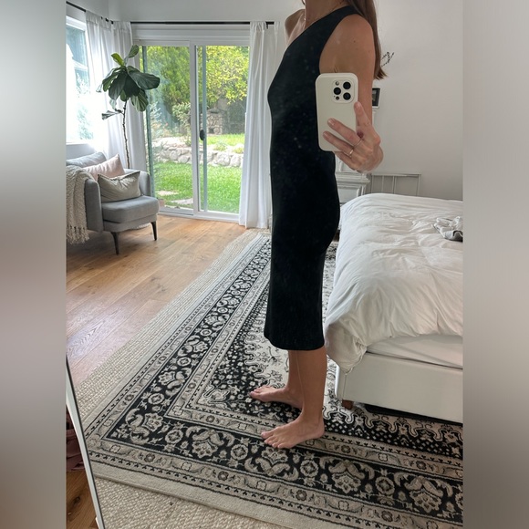 NWT Gap black one-should ribbed midi dress - Picture 2 of 4